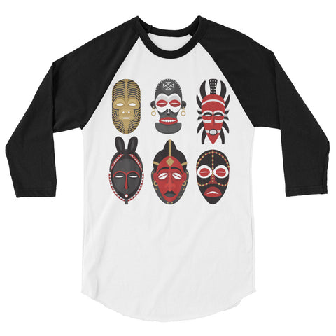 African Mask Men's 3/4 sleeve raglan shirt - The Jack of All Trends