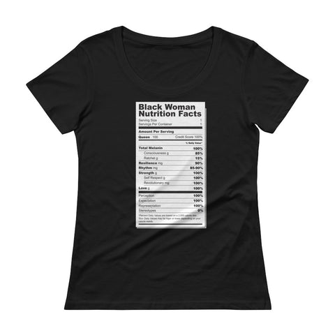 Black Women Nutritional Facts Ladies' Scoopneck T-Shirt - The Jack of All Trends