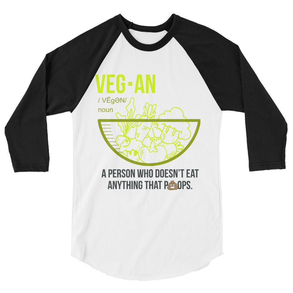 Vegan Noun Women's 3/4 sleeve raglan shirt - The Jack of All Trends