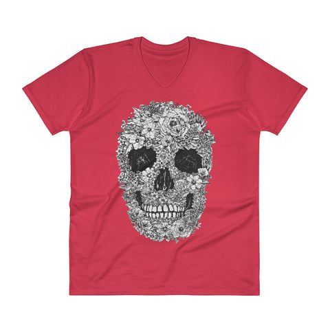 Floral Skull Men's V-Neck T-Shirt - The Jack of All Trends