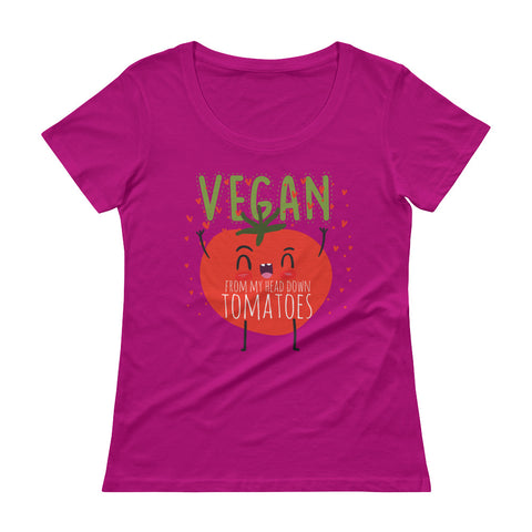 Vegan From My Head Down Tomatoes Ladies' Scoopneck T-Shirt - The Jack of All Trends