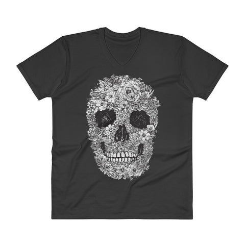 Floral Skull Men's V-Neck T-Shirt - The Jack of All Trends