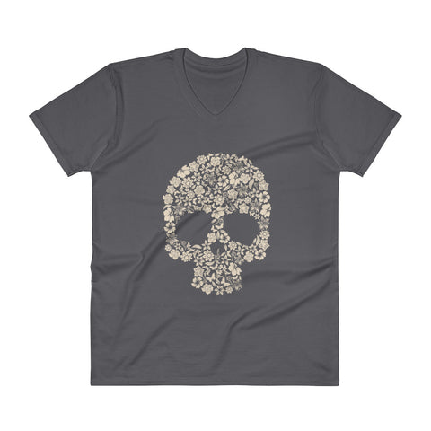 Floral Skull V-Neck T-Shirt - The Jack of All Trends