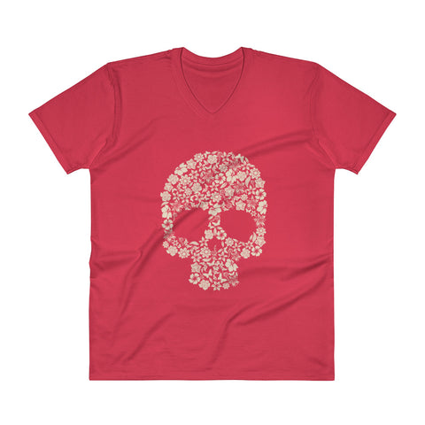 Floral Skull V-Neck T-Shirt - The Jack of All Trends