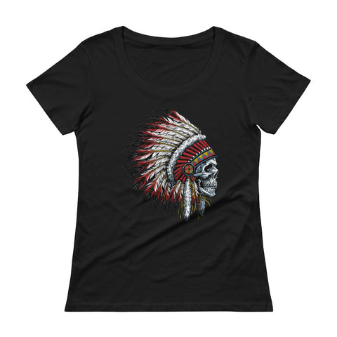 Chief Skull Ladies' Scoopneck T-Shirt - The Jack of All Trends