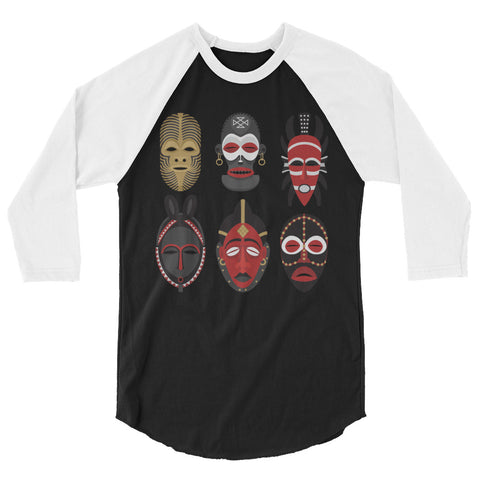 African Mask Men's 3/4 sleeve raglan shirt - The Jack of All Trends