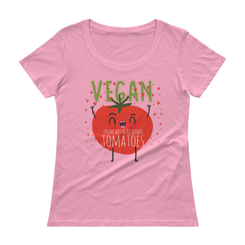 Vegan From My Head Down Tomatoes Ladies' Scoopneck T-Shirt - The Jack of All Trends