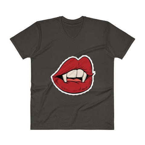 Fang Red Lip Men's V-Neck T-Shirt - The Jack of All Trends